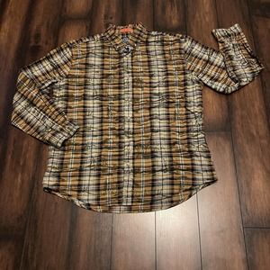 St John’s Bay XL Performance Flannel Plaid Woods Mountain Forest Shirt Men’s
